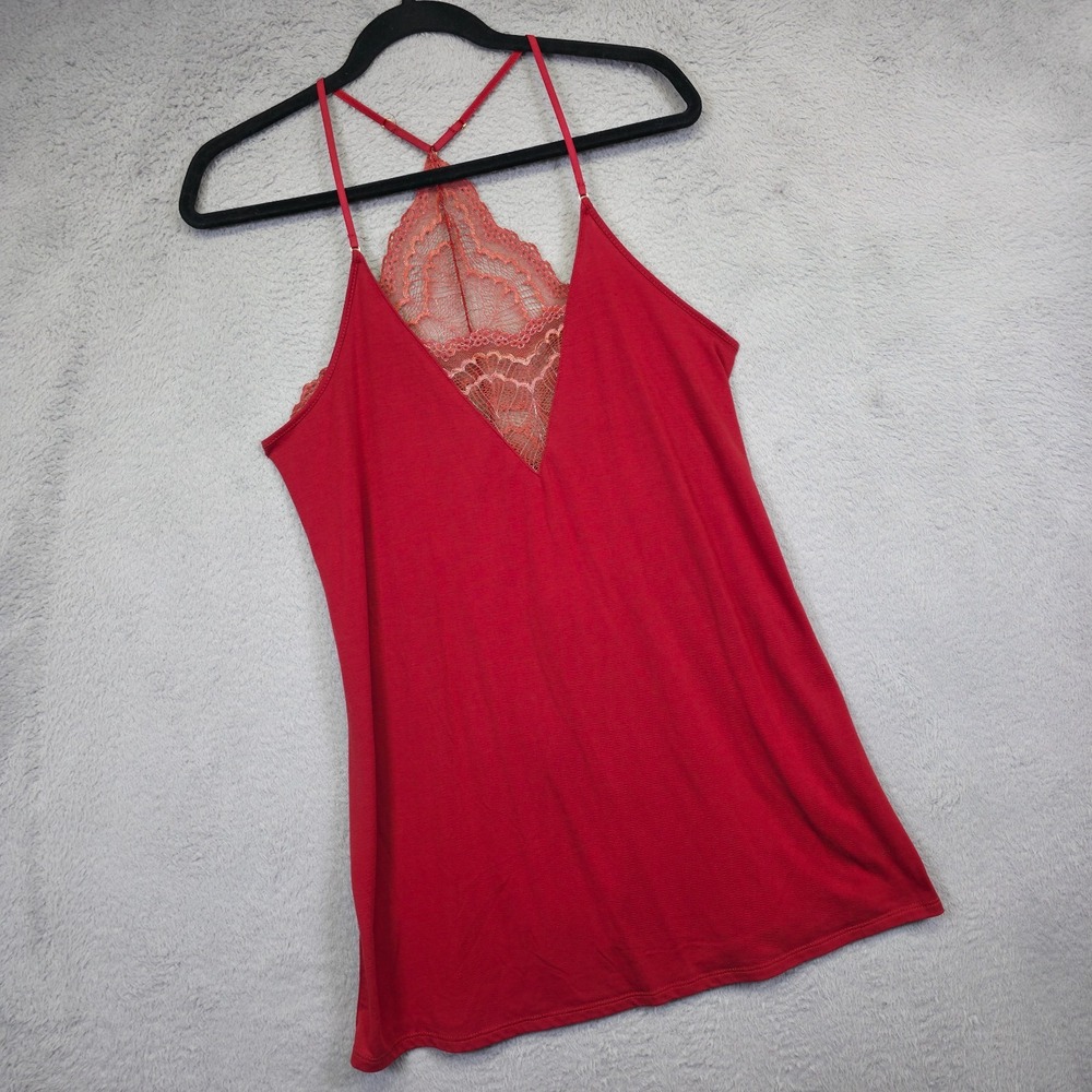 Flora‎ Nikrooz Cami Top Womens M Red Floral Lace Romantic Tank Capsule Y2K Fairy